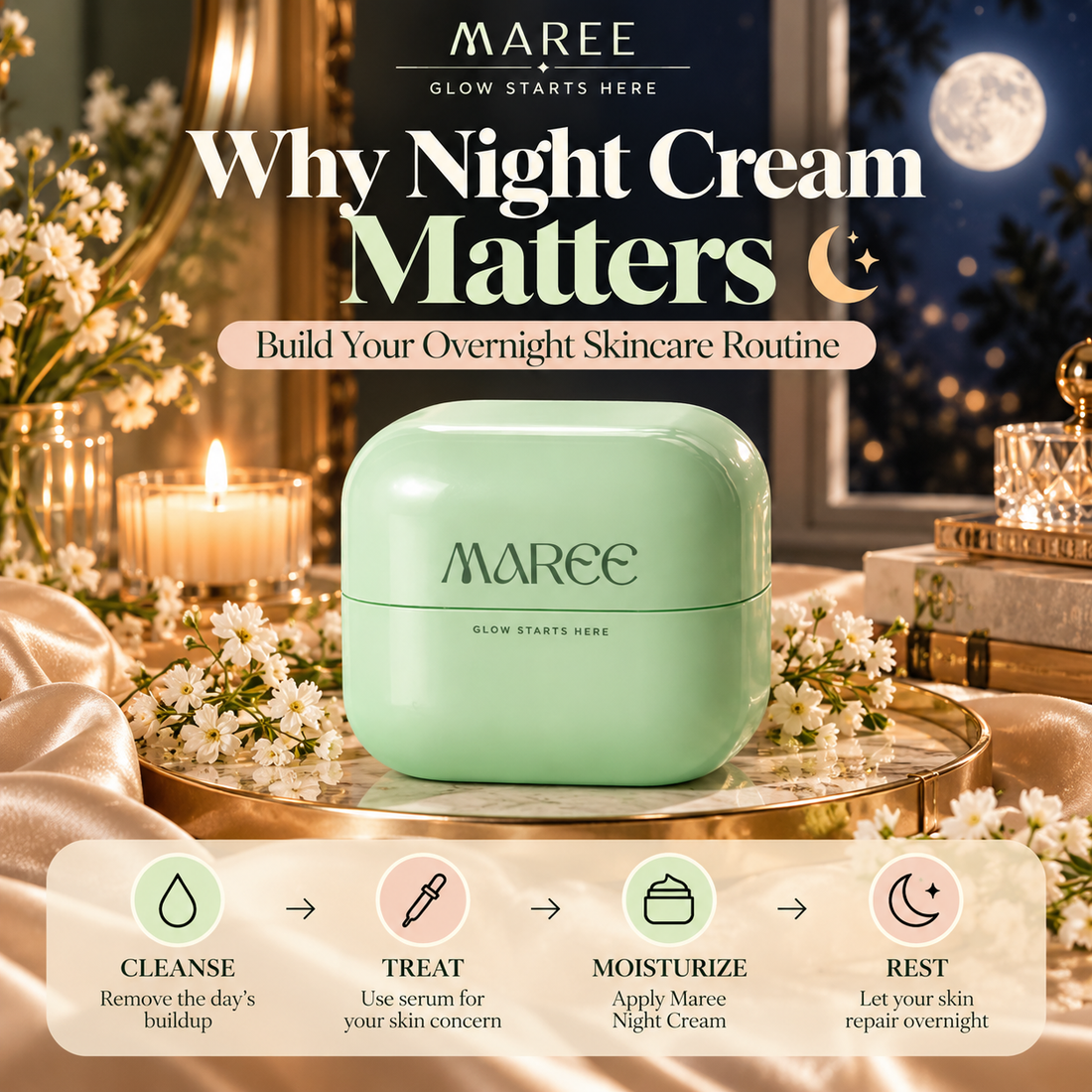Why Night Cream Matters: Overnight Skincare Routine for Brighter-Looking Skin | Maree
