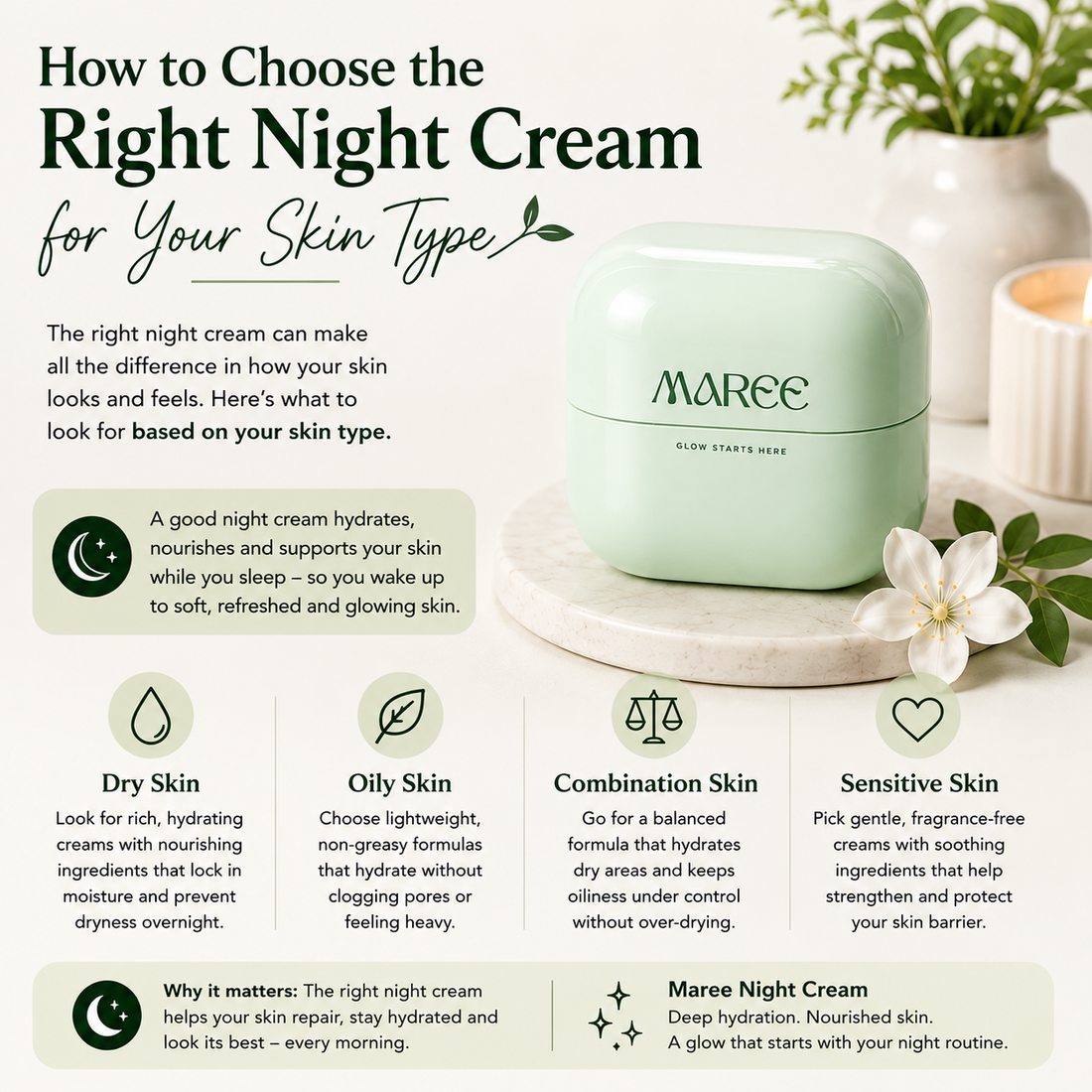 How to Choose the Right Night Cream for Your Skin Type | Maree
