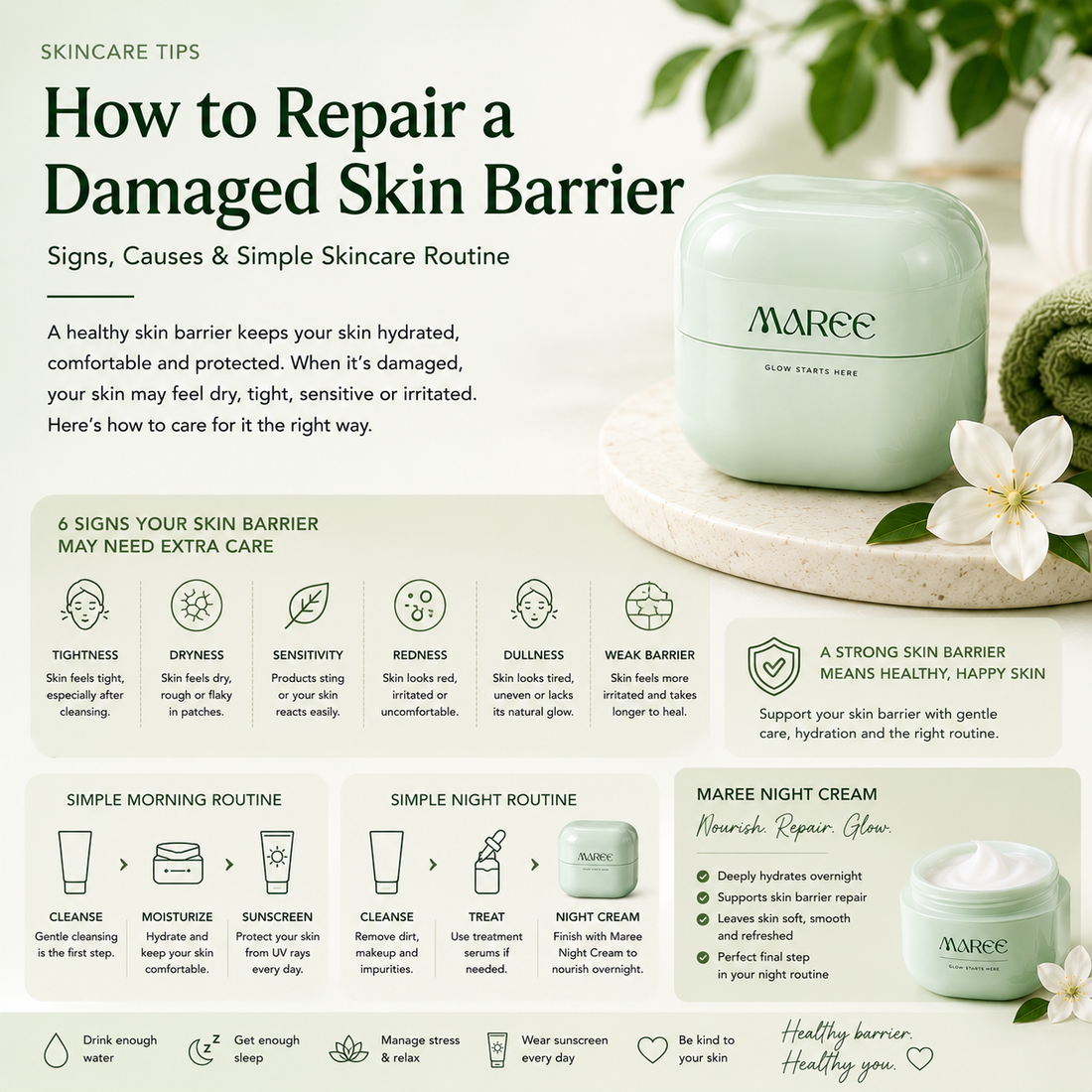Maree Night Cream for supporting hydrated and healthy-looking skin